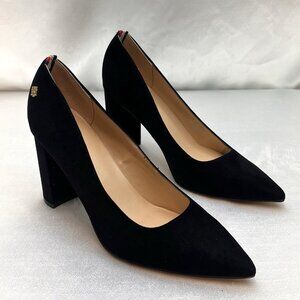 Tommy Hilfiger Abilene Black Faux Suede Pointed Toe Block Heels